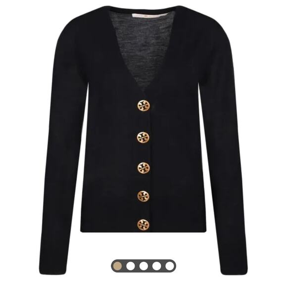 Tory Burch Sweaters - Tory Burch Black Simone cardigan merino wool / size S